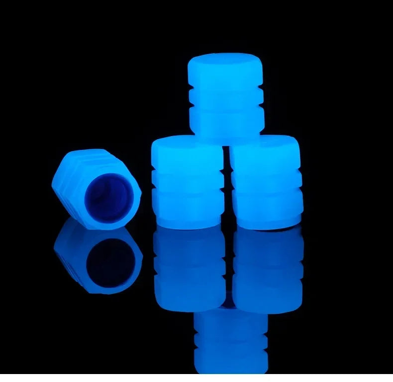 12Pcs Luminous Valve Stem Caps - Fluorescent Night Glowing Wheel Hub Caps for Motorcycle, Bicycle and Car Tyres