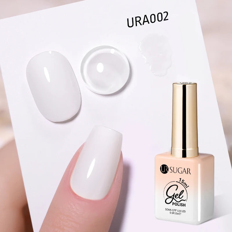 UR SUGAR 15ml Jelly Milky White Gel Polish – Translucent UV Soak Off Nail Art Varnish Semi-Permanent Fashion Nail Color