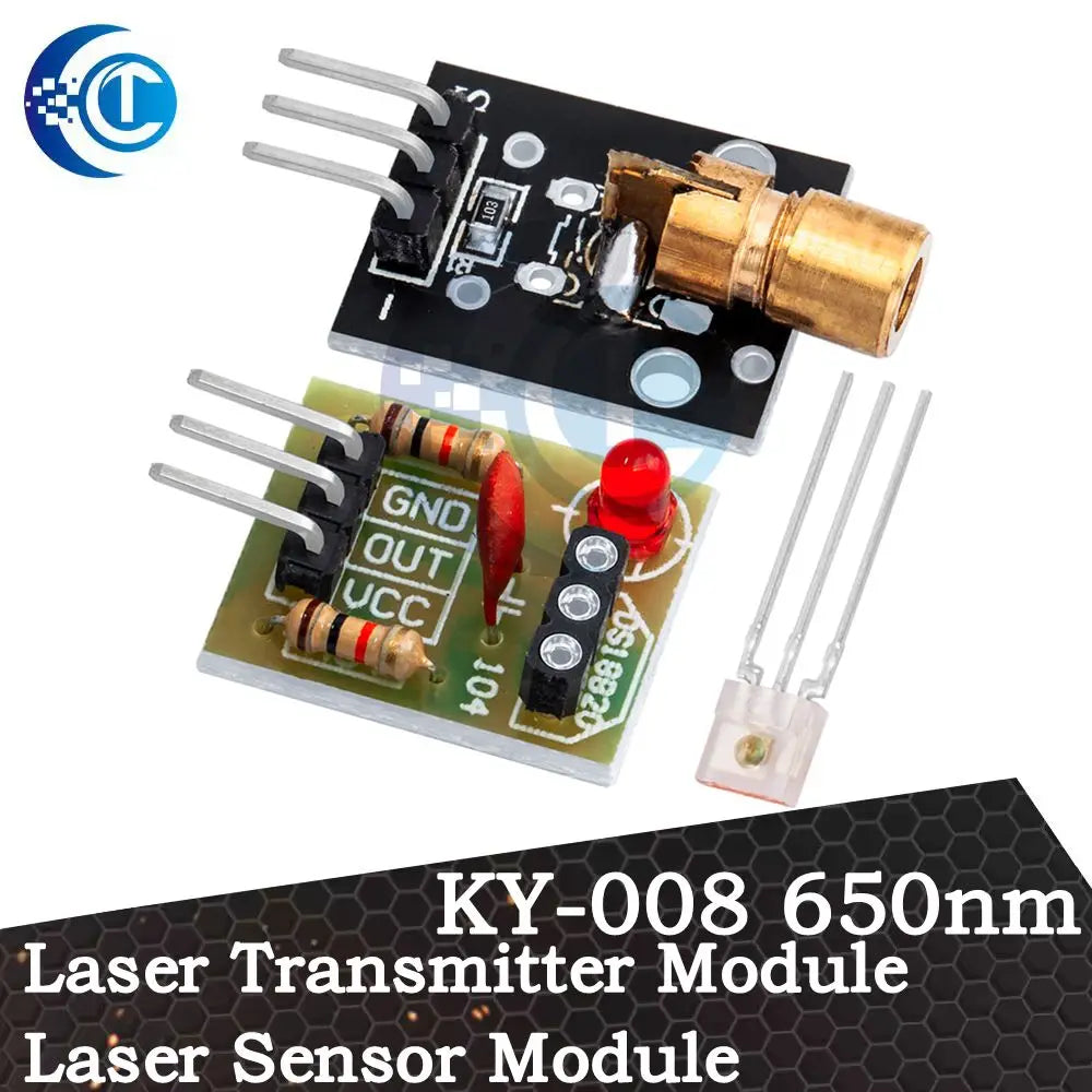 KY-008 650nm Laser Transmitter Module – Laser Sensor Receiver Kit, Non-Modulated Tube Module