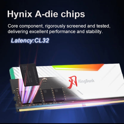 KingBank DDR5 RGB White Memory – 16GBx2/32GB 6800MHz Hynix A-Die UDIMM Dual Channel for Desktop PC