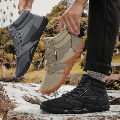 Men's Winter Boots – Snow Barefoot Outdoor Non-Slip Warm Fur Ankle Boots, Lightweight Hiking Sneakers in Plus Sizes