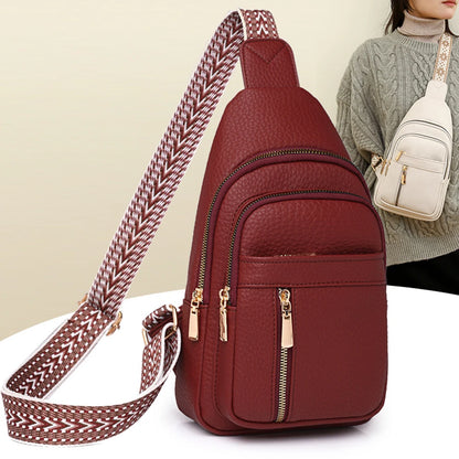Fashionable Women’s Chest Bag – High-Quality PU Leather Waterproof Crossbody Messenger Bag for Travel & Cycling