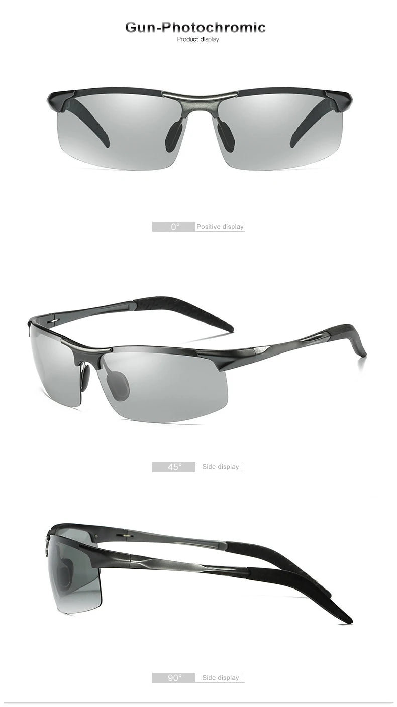 CLLOIO Aluminum Photochromic Sunglasses – Polarized Day & Night Chameleon Glasses for Men, Anti-Glare, UV Protection, Color Changing Sun Glasses