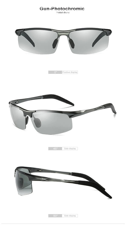 CLLOIO Aluminum Photochromic Sunglasses – Polarized Day & Night Chameleon Glasses for Men, Anti-Glare, UV Protection, Color Changing Sun Glasses
