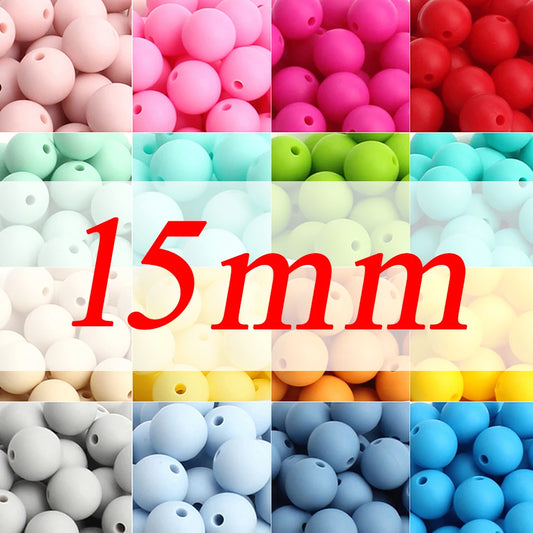 15mm Silicone Beads Set - Colorful Loose Beads for DIY Keychains, Jewelry & Beaded Pen Crafts