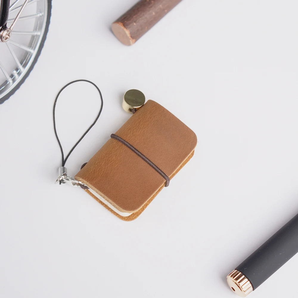 Ultra Mini Retro Leather Notebook – Traveler’s Manual Diary, 32 Sheets, 64 Pages, Decorative Notepad