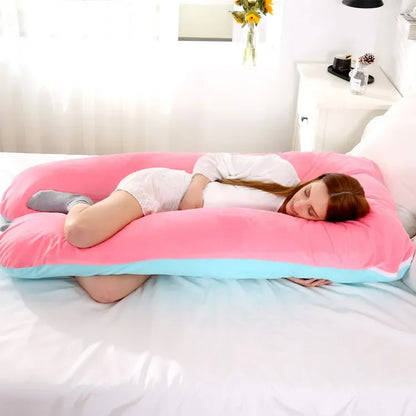 Soft Fleece U-Shaped Pregnancy Pillow – Multi-Function Side & Lumbar Support Cushion for Women