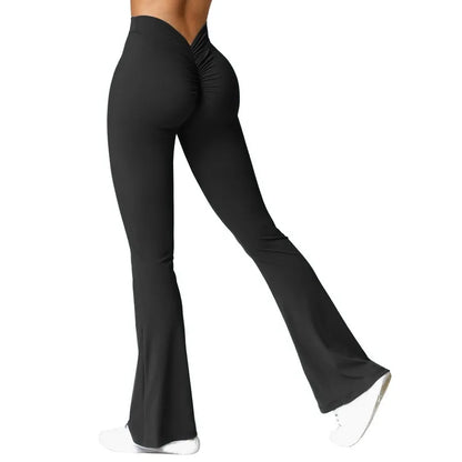 Women's V-Back High Waist Leggings - Push Up Gym & Casual Stretch Fitness Pants
