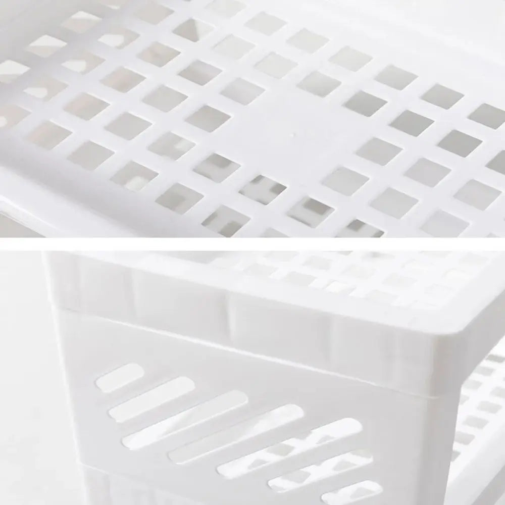 PP Desktop Double Layer Storage Rack – White Rectangular Organizer for Student Desk, Office, Cosmetics & Stationery