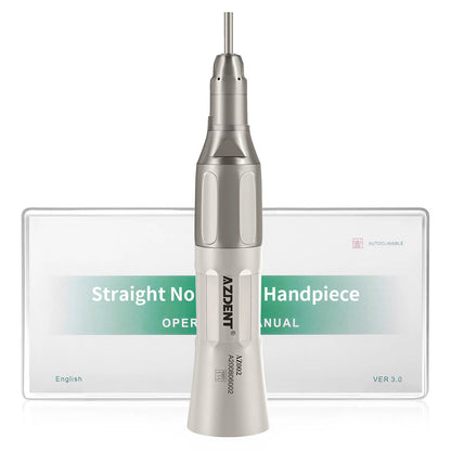 AZDENT Dental Low Speed Handpiece 1:1 Contra Angle – Push Button for ø2.35mm CA Burs, 2/4 Holes, Air Motor