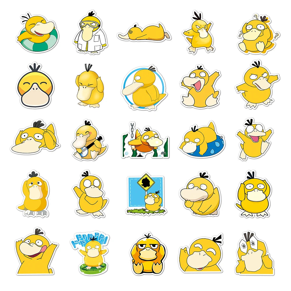 10/30/50-Piece Pokémon Psyduck Sticker Set - Cute Kawaii Anime Vinyl Decals for Phones, Water Bottles, Laptops, and DIY Crafts