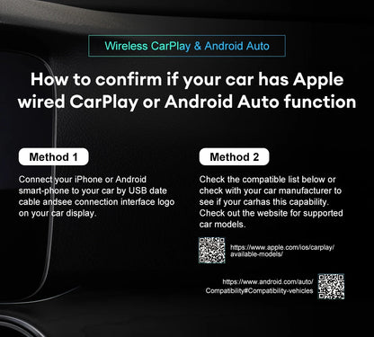 2 in 1 Wireless CarPlay & Android Auto Adapter – Wired to Wireless Dongle, Bluetooth Plug & Play Mini Box