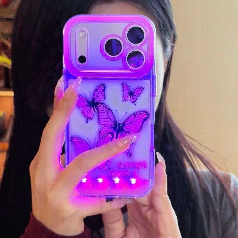 Luminous Butterfly Phone Case - Color-Changing Light-Up Cover for Samsung Galaxy