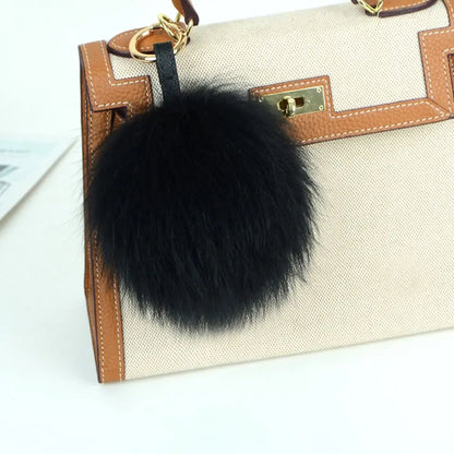 15cm Real Raccoon Fur Pompon Keychain – Cute Pendant for Bags, Hats, Clothes, and Accessories