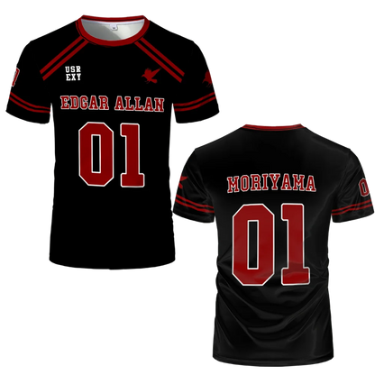 Foxhole Court Lacrosse Jersey - 3D Edgar Allan Ravens Cosplay T-Shirt for Kids and Fans