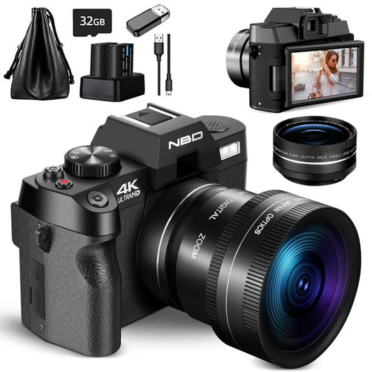 NBD Compact 4K Digital Photography Camera - WIFI Webcam, 48MP Camcorder, 16X Digital Zoom for Vlogging & YouTube