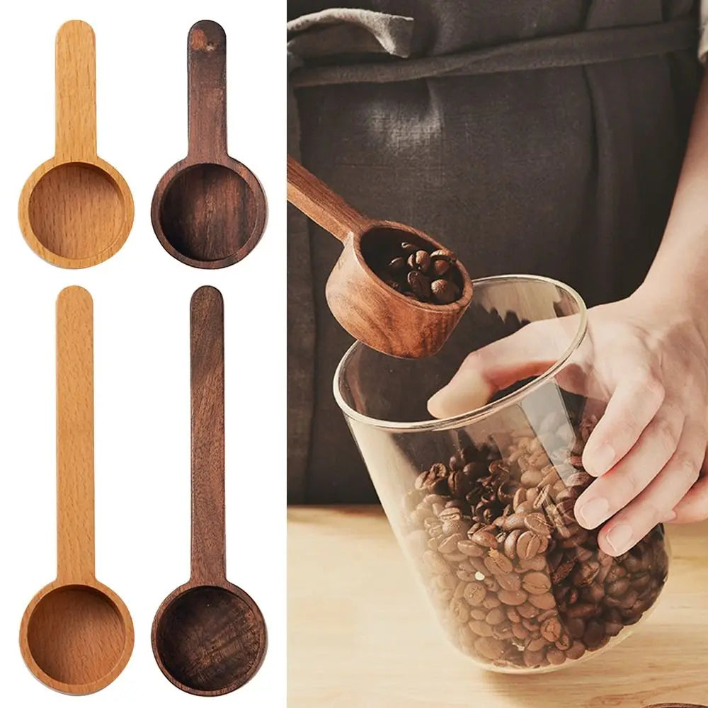 Wooden Measuring Spoon Set for Kitchen – Tea, Coffee, Sugar & Spice Scoops Cooking Tools