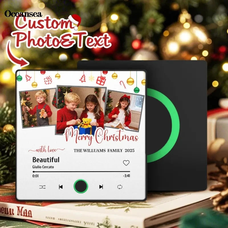 Personalized 7-Piece Photo Fridge Magnets - Custom Music Frame Refrigerator Decor & Christmas Gift