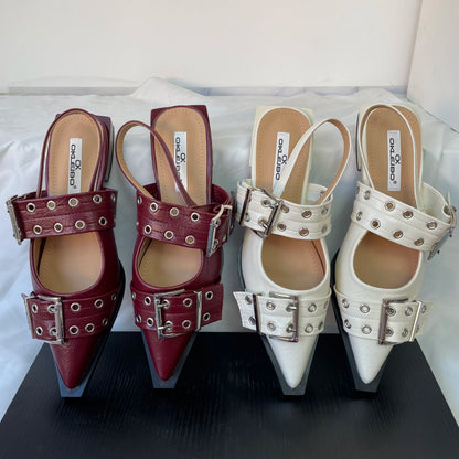 Women’s Pointed Toe Slingback Sandals – 2025 Spring Fashion Flats, Large Sizes