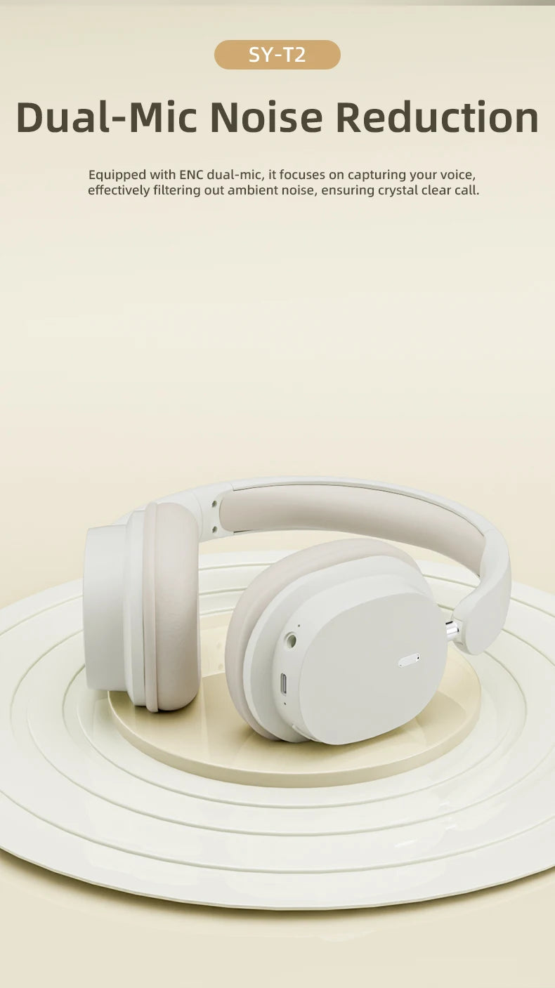 SY-T2 Bluetooth Headset – High-Quality Noise Reduction Wireless Headphones with Microphone for Gamers