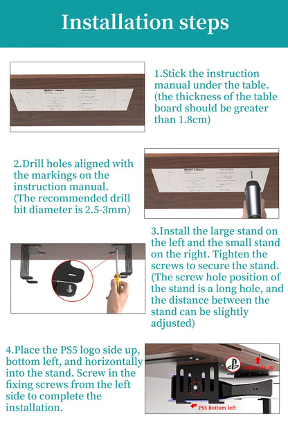 Under Desk Holder Stand for PS5 Console – Stealth Horizontal Mount Bracket for Disc & Digital Versions, Fast Delivery