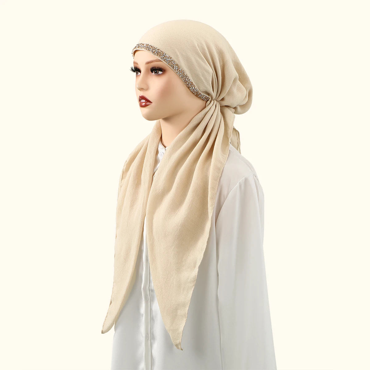 Ramadan Modal Hijab Scarf - Soft Diamond Accent Muslim Head Wrap for Women, Casual Ethnic Headscarf & Shawl
