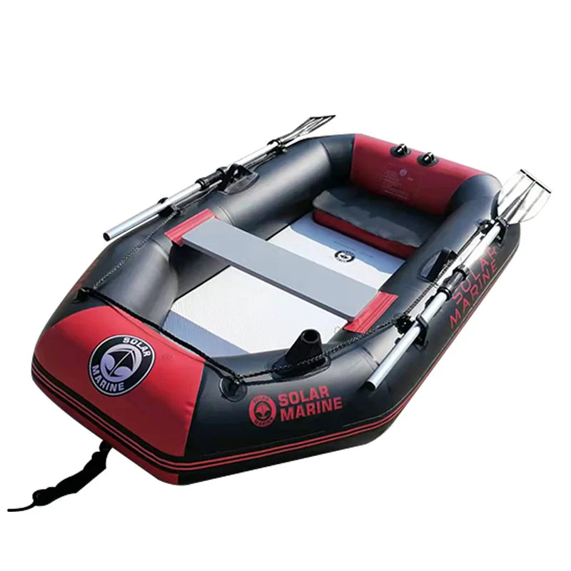 Solarmarine 2M Inflatable Boat – 2-Person PVC Fishing Kayak Canoe with Free Accessories for Surfing & Drifting