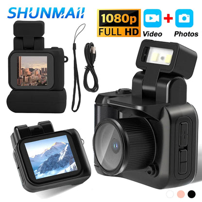 Y4000 Mini HD 1080p Camera – Portable Retro Digital Video Recorder with Screen, Flash Light & Battery Dock
