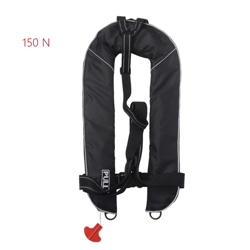 Professional Self-Inflatable Fishing Vest – 150N/100N Life Jacket for Adults, Manual & Auto Water Sports