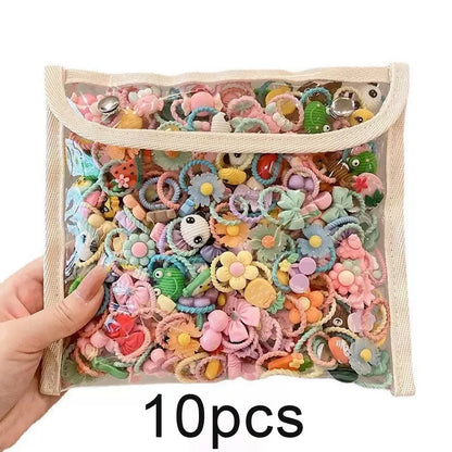 Cute Cartoon Hair Ties for Girls - High-Elasticity Hair Bands with Animal, Flower, and Fruit Designs
