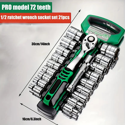 # 72-Piece Drive Socket Set - 1/4", 3/8" & 1/2" Ratchet Wrench Kit for Auto Repair & Mechanics