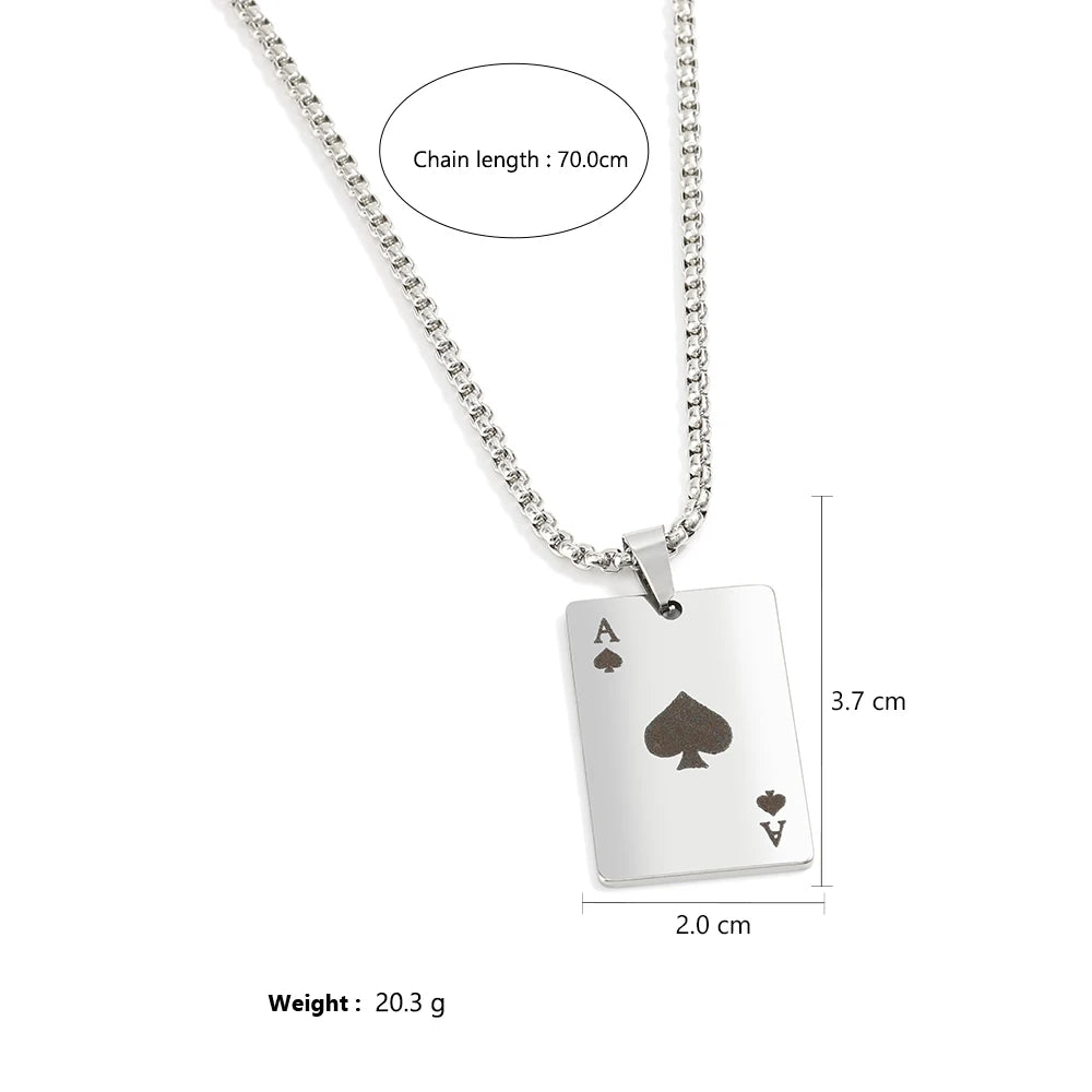 Ace of Spades Playing Card Necklace – Trendy Pendant Chain for Men & Women