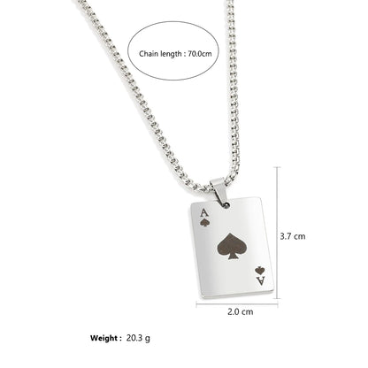 Ace of Spades Playing Card Necklace – Trendy Pendant Chain for Men & Women