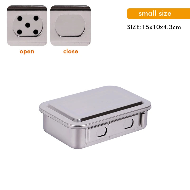 Stainless Steel Dental Disinfection Box – Surgical Sterilization Tray with Holes Medical Steriliser Container for Dentistry Accessories