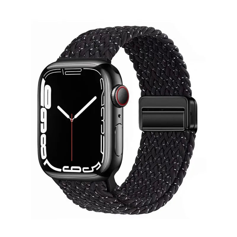 Nylon Braided Watch Band for Apple Watch – Compatible with Series SE, 3–10 & Ultra (38–49mm Adjustable Sport Strap)