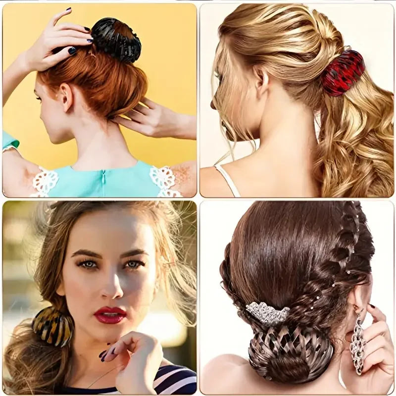 Bird’s Nest Hair Clip - Retro Geometric Elastic Ponytail & Bun Hair Accessory for Women