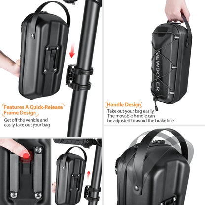 NEWBOLER Electric Scooter Storage Bag - 3L/5L EVA Hard Shell Hanging Bag with Quick Release for Folding Bikes & Scooters