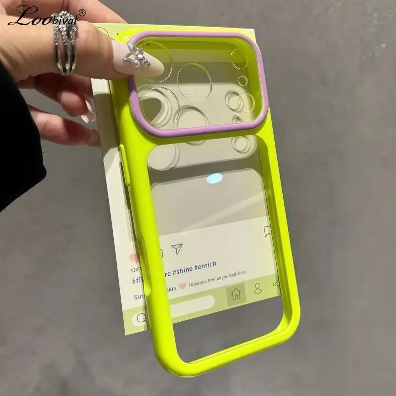 Candy Color Transparent Shockproof iPhone Case - Ultra Slim Clear Protective Cover for iPhone 17 16 15 Pro Max 14 Plus 11 12 13