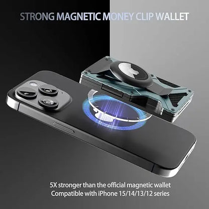 MagSafe Wallet & Money Clip with AirTag Holder + Magnetic Sheet — Fits Magnetic & Non-Magnetic Phones