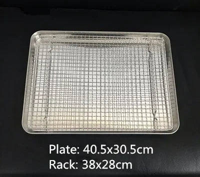 304 Stainless Steel Baking Tray with Wire Rack — Cake, BBQ, Oven, Roasting & Grilling Pan Tool