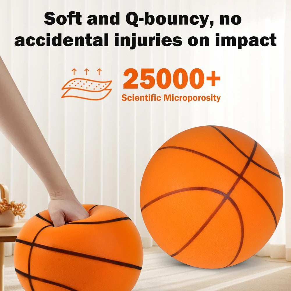 Silent Dribbling Indoor Basketball – Foam Ball Size 3/5/7, High Bounce, Noiseless & Non-Deforming