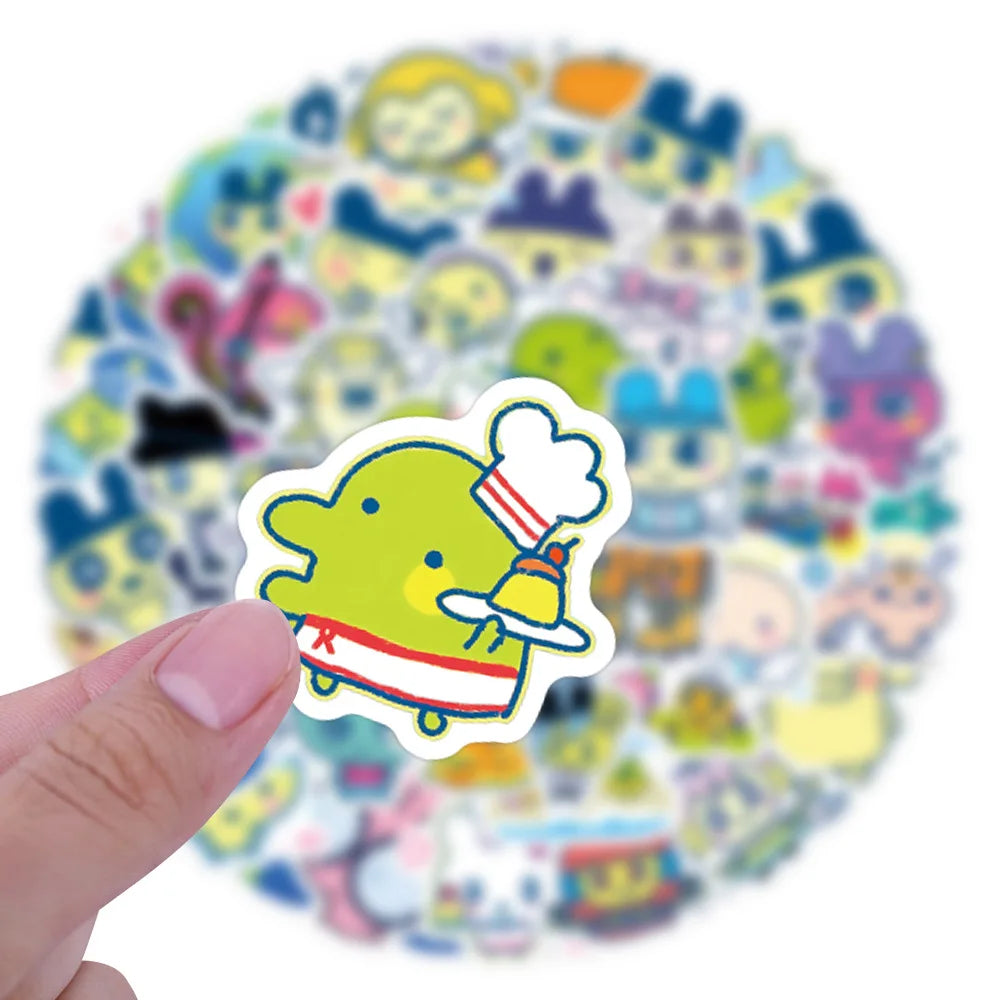 100-Piece Tamagotchi Graffiti Sticker Set - Cute Cartoon Stickers for Notebooks, Luggage, Scrapbooks, and DIY Crafts