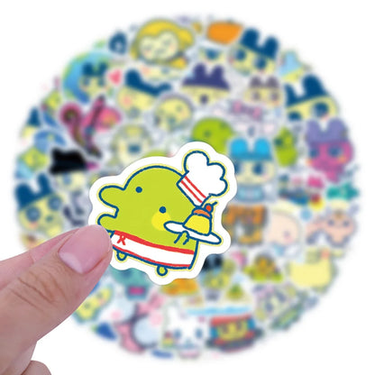 100-Piece Tamagotchi Graffiti Sticker Set - Cute Cartoon Stickers for Notebooks, Luggage, Scrapbooks, and DIY Crafts