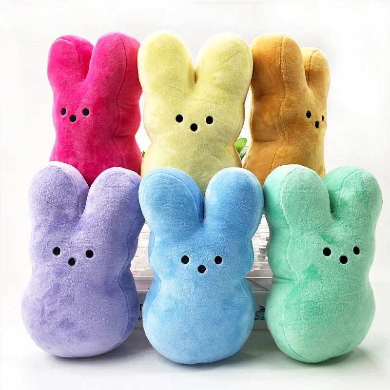 15cm Peep Bunny Plush Toy – Soft Stuffed Rabbit Doll with Star Carrot for Easter & Room Decor Gift