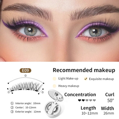 Brown Magnetic False Eyelashes – Natural, Lightweight Eye Makeup Set with Applicator & Carry Box