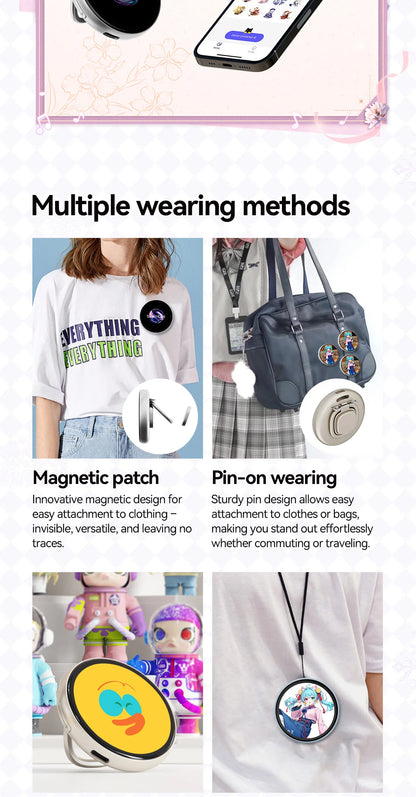 Dynamic Electronic Display Badge - Small Outdoor Digital Pendant for Fashion, 2D Display & Home Decor