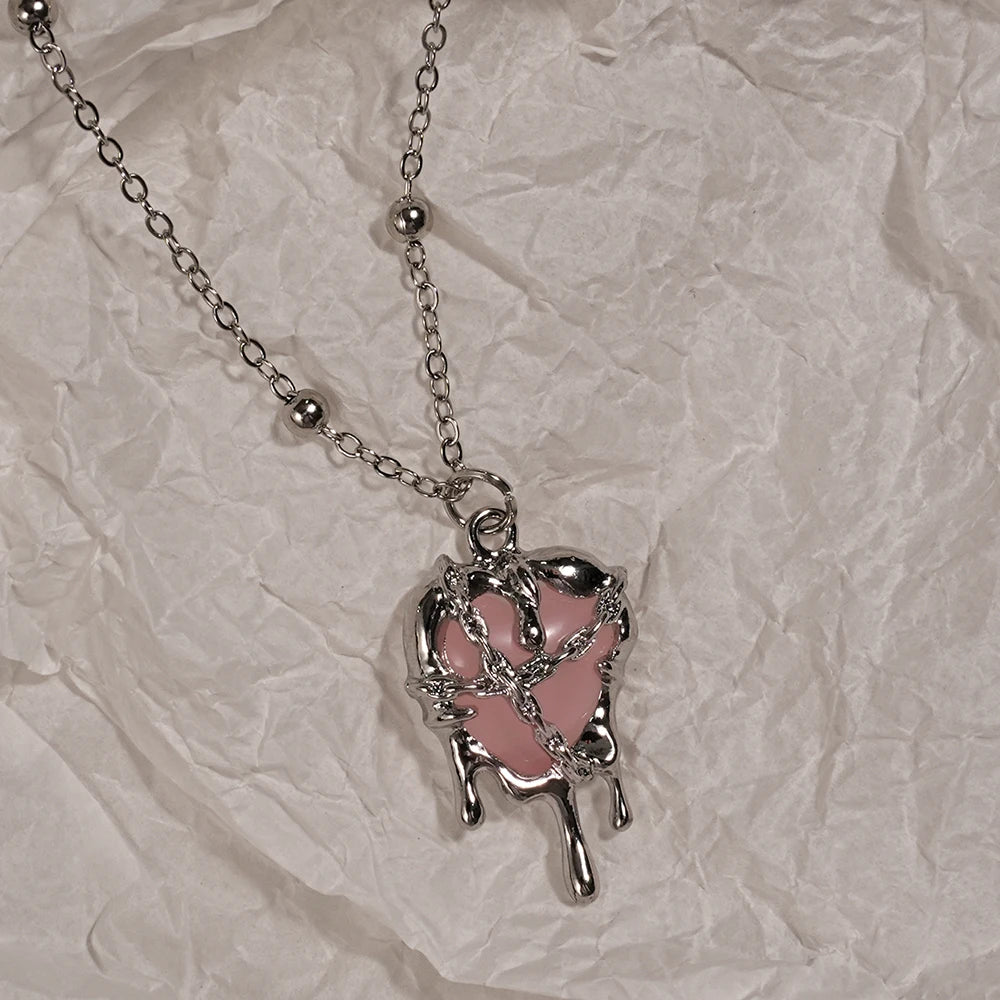 Y2K Cross Love Pendant Necklace - Sweet Cool Girl Personalized Jewelry for Everyday Wear