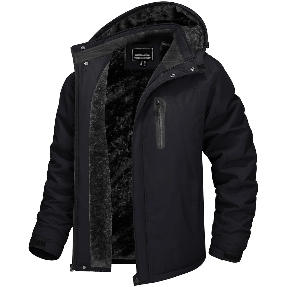 TACVASEN Winter Fleece Jacket for Men - Waterproof Hiking Skiing Outdoor Trekking Windbreaker Parka
