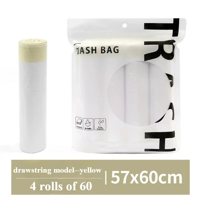 Garbage Bags with Drawstring – Transparent Disposable Bags for Household, Kitchen & Dorm Use, 3 Size Options