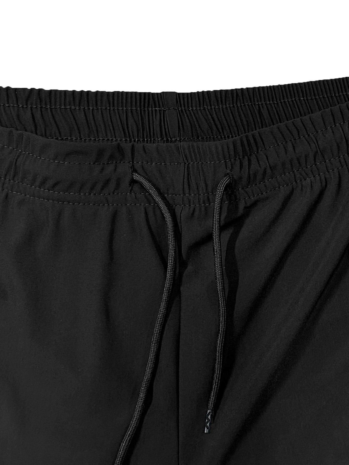 Men’s Solid Color Casual Shorts – Elastic Waist with Drawstring and Zipper Pockets, Loose Fit High Elasticity